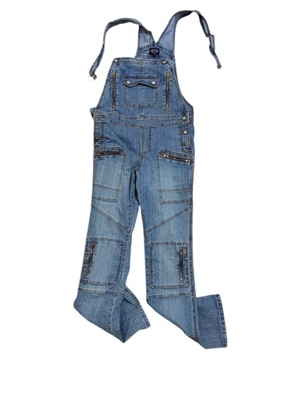 Y2K Cest Toi Cargo Denim Overalls Womens S Zip Grunge 00s